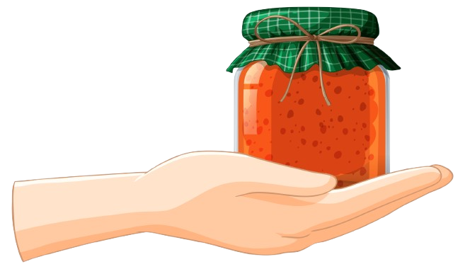 Hand holding a traditional handcrafted jar of KNR Foods pickle