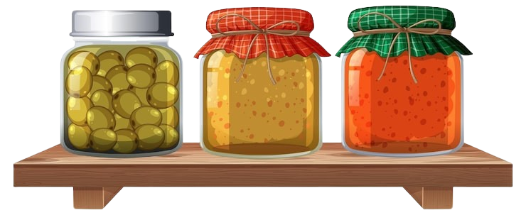 Handcrafted Jars on Shelf